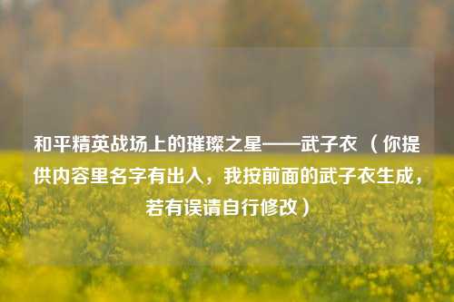 和平精英战场上的璀璨之星——武子衣 （你提供内容里名字有出入，我按前面的武子衣生成，若有误请自行修改）