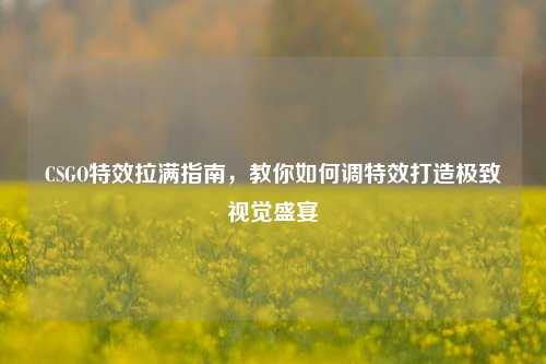 CSGO特效拉满指南，教你如何调特效打造极致视觉盛宴