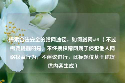 探索合法安全的蹭网途径，如何蹭网wifi （不过需要提醒的是，未经授权蹭网属于侵犯他人网络权益行为，不建议进行，此标题仅基于你提供内容生成）