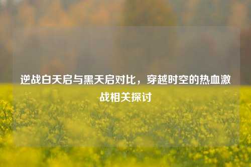 逆战白天启与黑天启对比,穿越时空的热血激战相关探讨