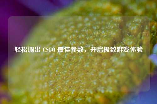 轻松调出 CSGO 最佳参数，开启极致游戏体验
