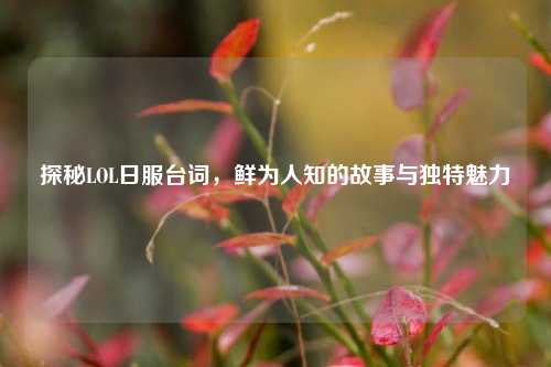 探秘LOL日服台词，鲜为人知的故事与独特魅力
