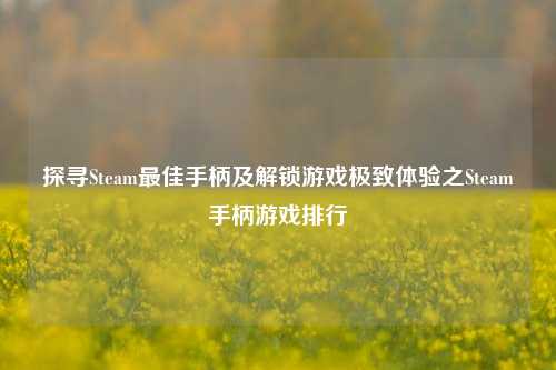 探寻Steam最佳手柄及解锁游戏极致体验之Steam手柄游戏排行