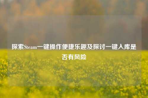 探索Steam一键操作便捷乐趣及探讨一键入库是否有风险