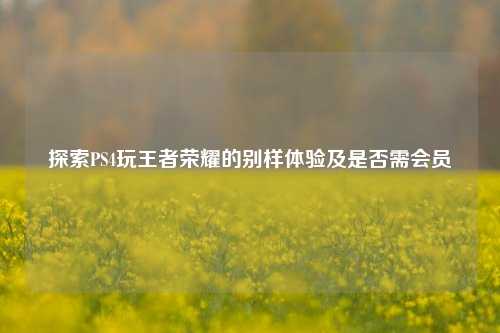 探索PS4玩王者荣耀的别样体验及是否需会员