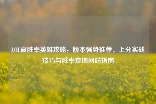 LOL高胜率英雄攻略,版本强势推荐、上分实战技巧与胜率查询网站指南