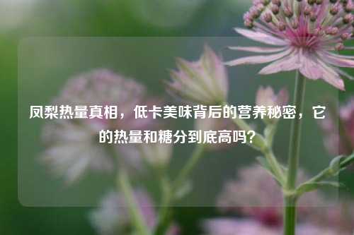 凤梨热量真相,低卡美味背后的营养秘密,它的热量和糖分到底高吗?
