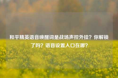 和平精英语音唤醒词是战场声控外挂?你解锁了吗?语音设置入口在哪?