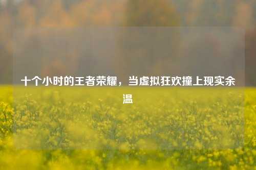 十个小时的王者荣耀，当虚拟狂欢撞上现实余温