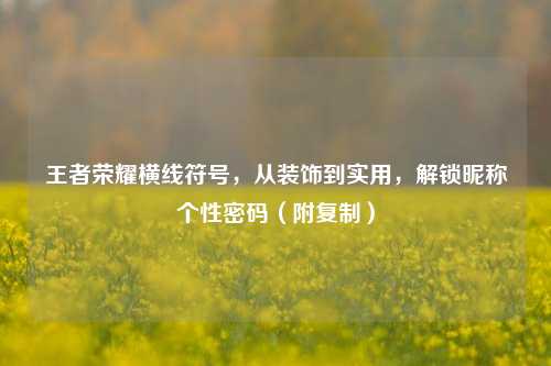 王者荣耀横线符号，从装饰到实用，解锁昵称个性密码（附复制）