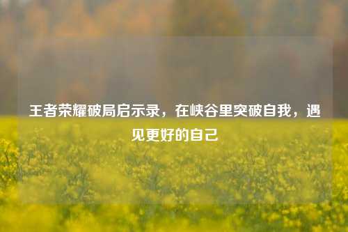 王者荣耀破局启示录，在峡谷里突破自我，遇见更好的自己