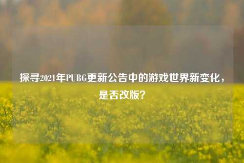 探寻2021年PUBG更新公告中的游戏世界新变化,是否改版?