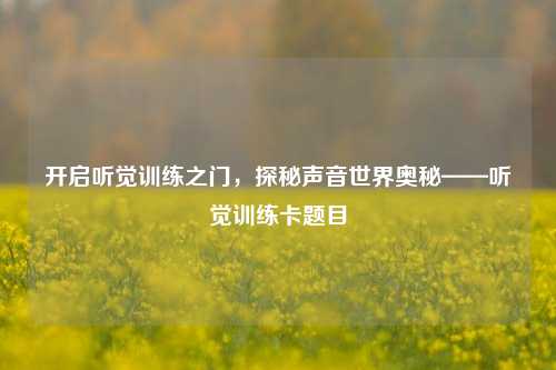 开启听觉训练之门，探秘声音世界奥秘——听觉训练卡题目