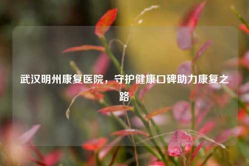 武汉明州康复医院，守护健康口碑助力康复之路